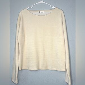 Carve Designs Annalise Off White Ribbed Velour Boat Neck Long Sleeve Top L